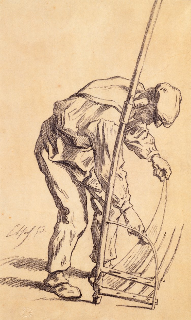 Ceifador Afiando sua Foice, 1859 de Pierre Edmond Alexandre Hedouin