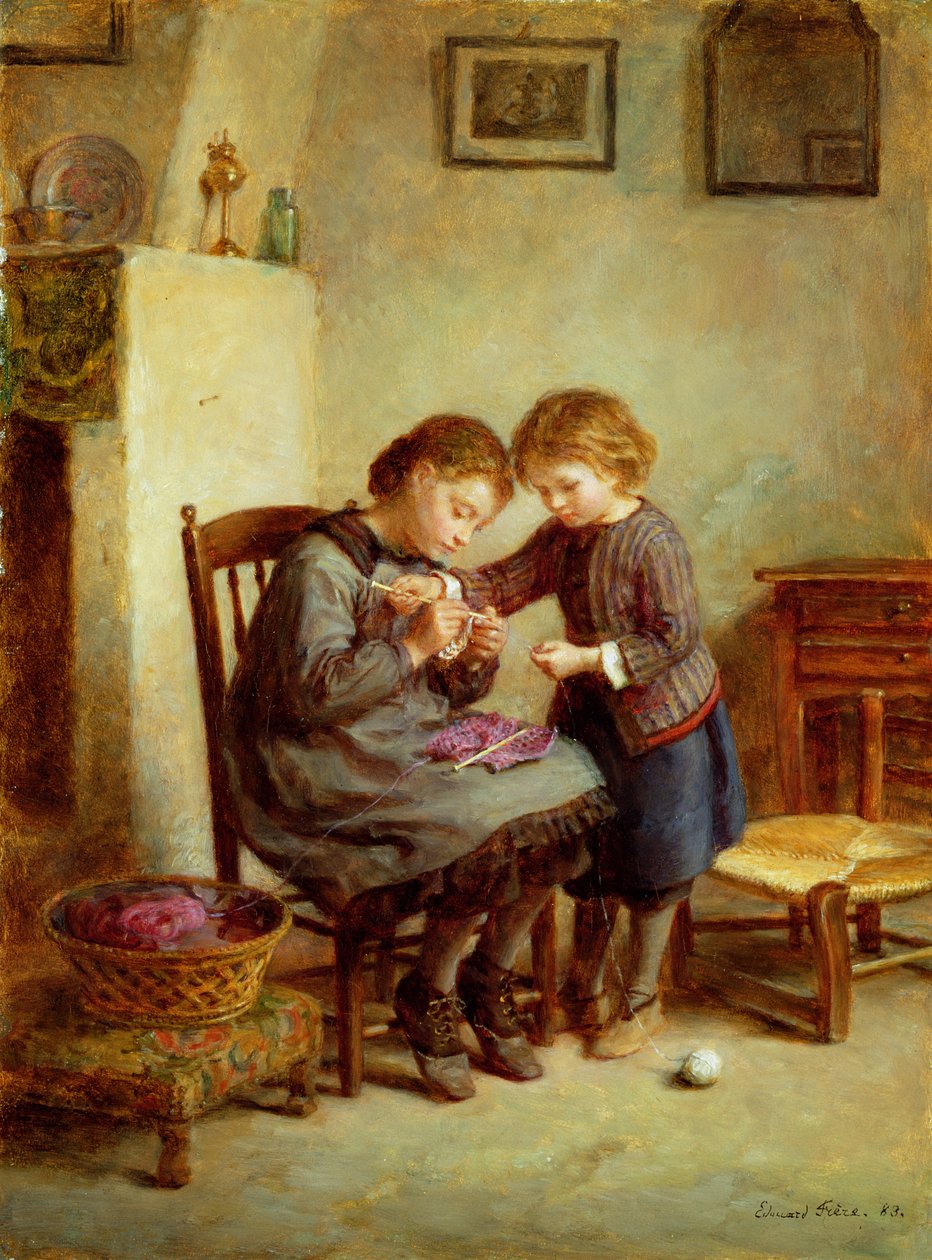 The Knitter de Pierre Edouard Frere