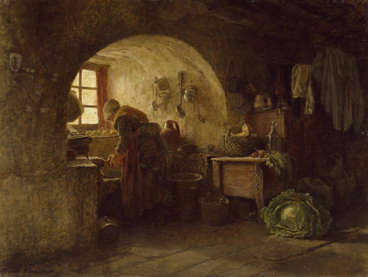 Preparando o jantar, 1858 de Pierre Edouard Frere