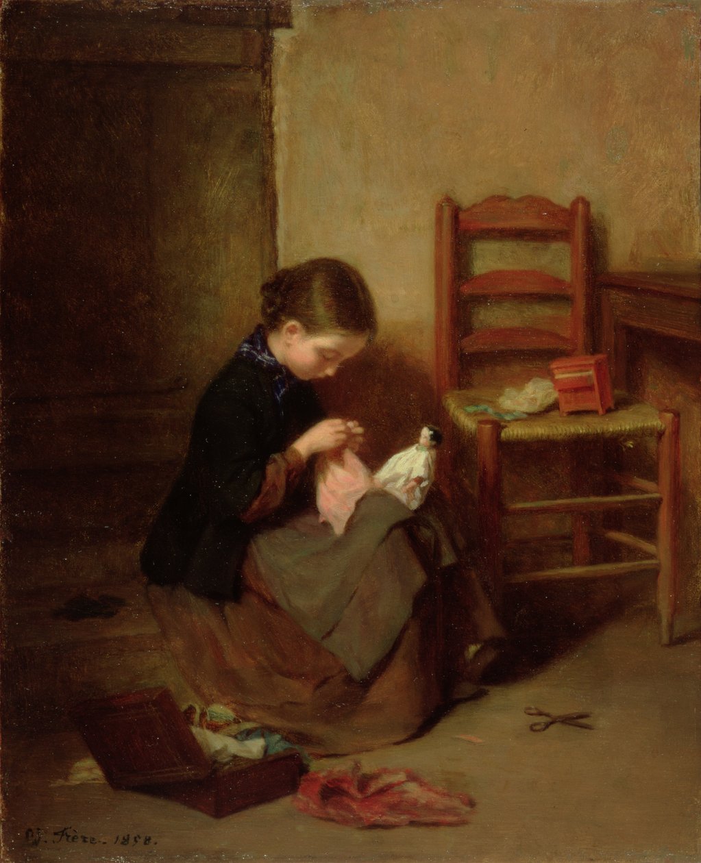 A Pequena Costureira, 1858 de Pierre Edouard Frere