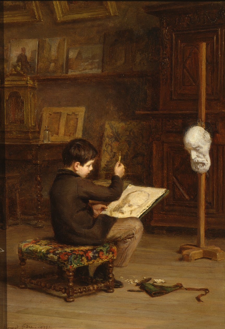 Menino de desenho de uma cabeça de elenco, 1879 de Pierre Edouard Frere