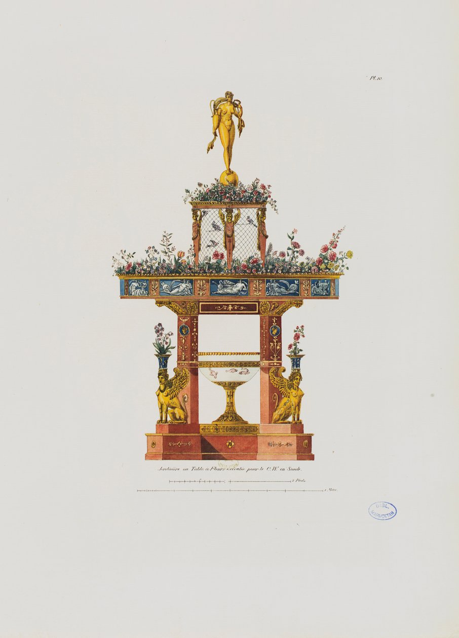 Jardim, ou mesa de flores, de "Coleção de decorações de interiores, incluindo tudo o que diz respeito ao mobiliário", publicado Paris, 1801 de Pierre Francois Leonard Fontaine