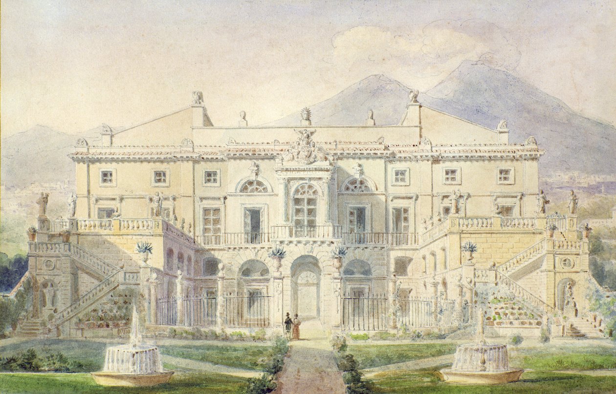 Vista, de, um, vila, ligado, a, baía, de, nápoles de Pierre Francois Leonard Fontaine