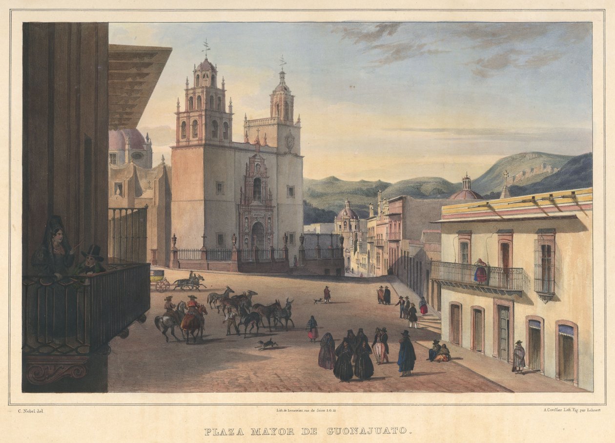 Plaza Mayor de Guanajuato, vista da praça principal de Guanajuato, Guanajuato de Pierre Frédéric Lehnert