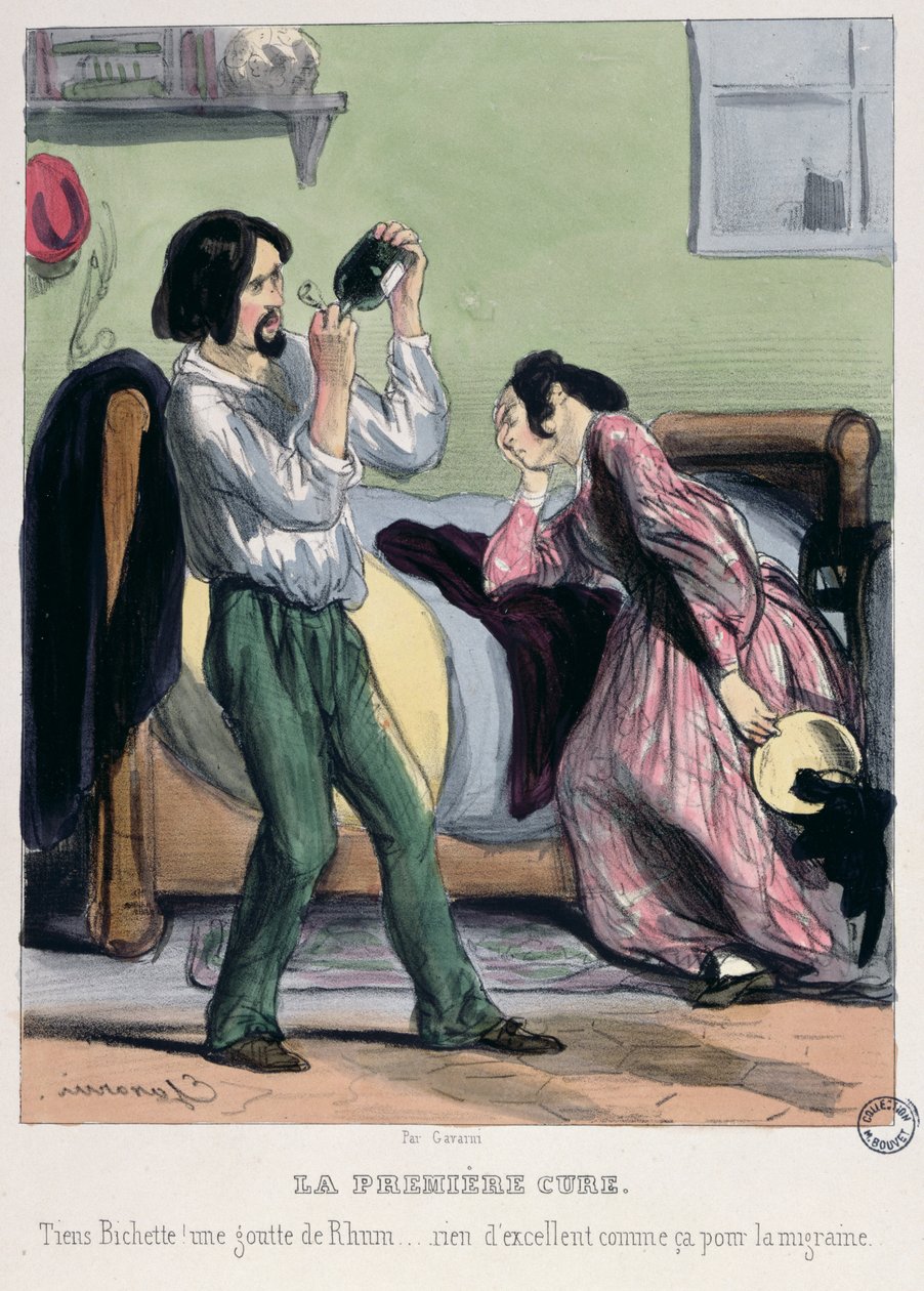"Querida, não há nada como uma gota de rum para curar uma enxaqueca", de "les Etudians de Paris" de Pierre Gavarni