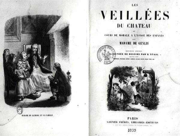 Frontispício das Vigílias do Castelo ou Curso Moral no Uso de Crianças por Madame de Genlis (1746-1830) publicado em 1859 de Pierre Gustave Eugene 1817 82 after Staal