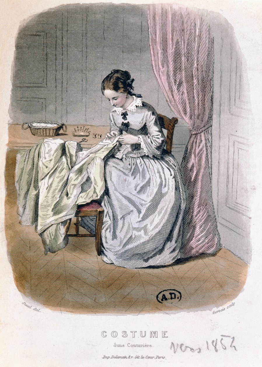 Um costureiro no trabalho, gravado por Gervais (século XIX) 1854 de Pierre Gustave Eugene Staal