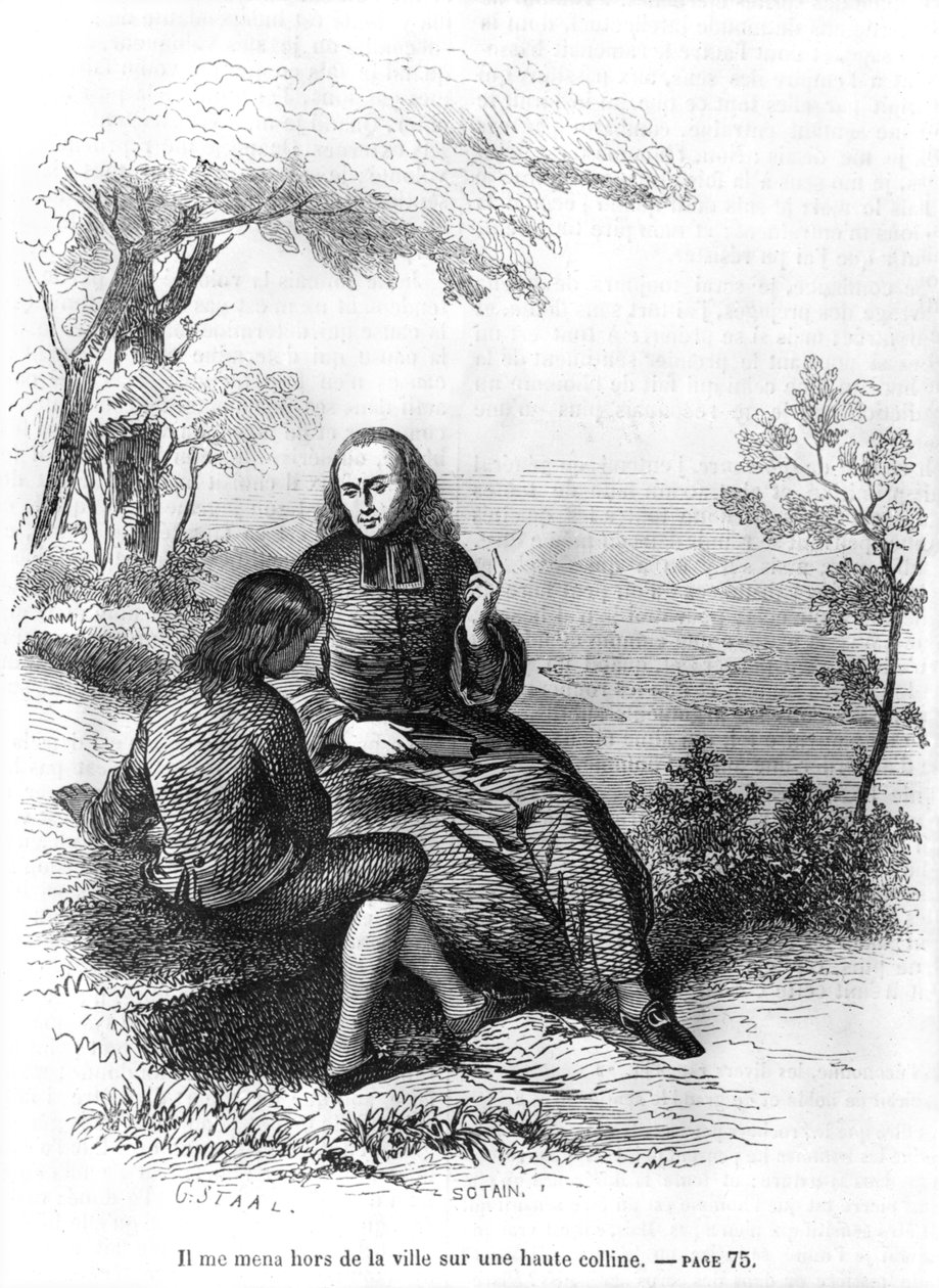Ilustração de &39;L&39;Emile&39;, de Jean-Jacques Rousseau (1712-1778), gravada por Noel Eugene Sotain (n.1816) publicada em 1851 de Pierre Gustave Eugene Staal