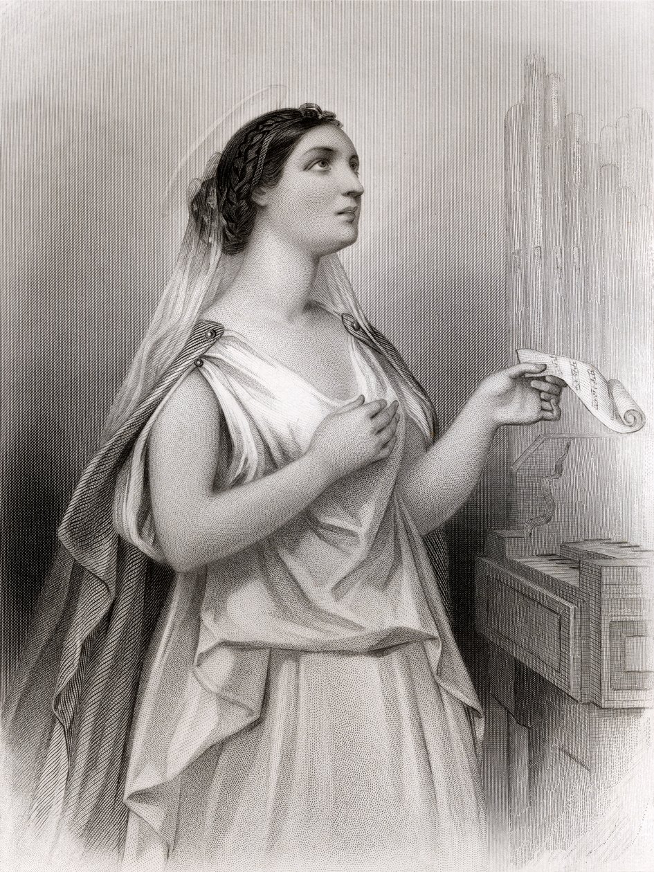 Santa Cecília, ilustração de "Mulheres do Mundo" por Mary Cowden Clarke, 1858 de Pierre Gustave Eugene Staal
