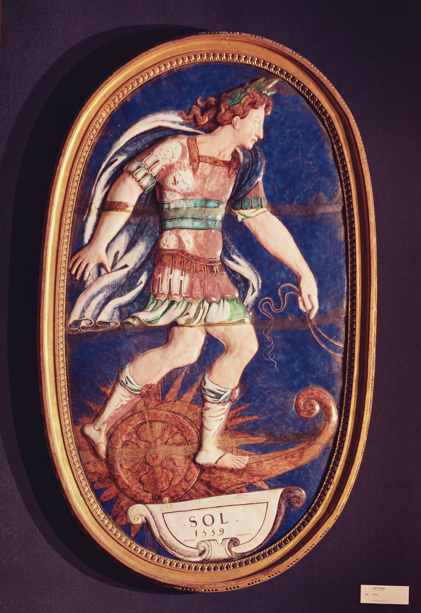 Placa representando Apolo, 1559 (esmalte pintado) de Pierre I Courteys