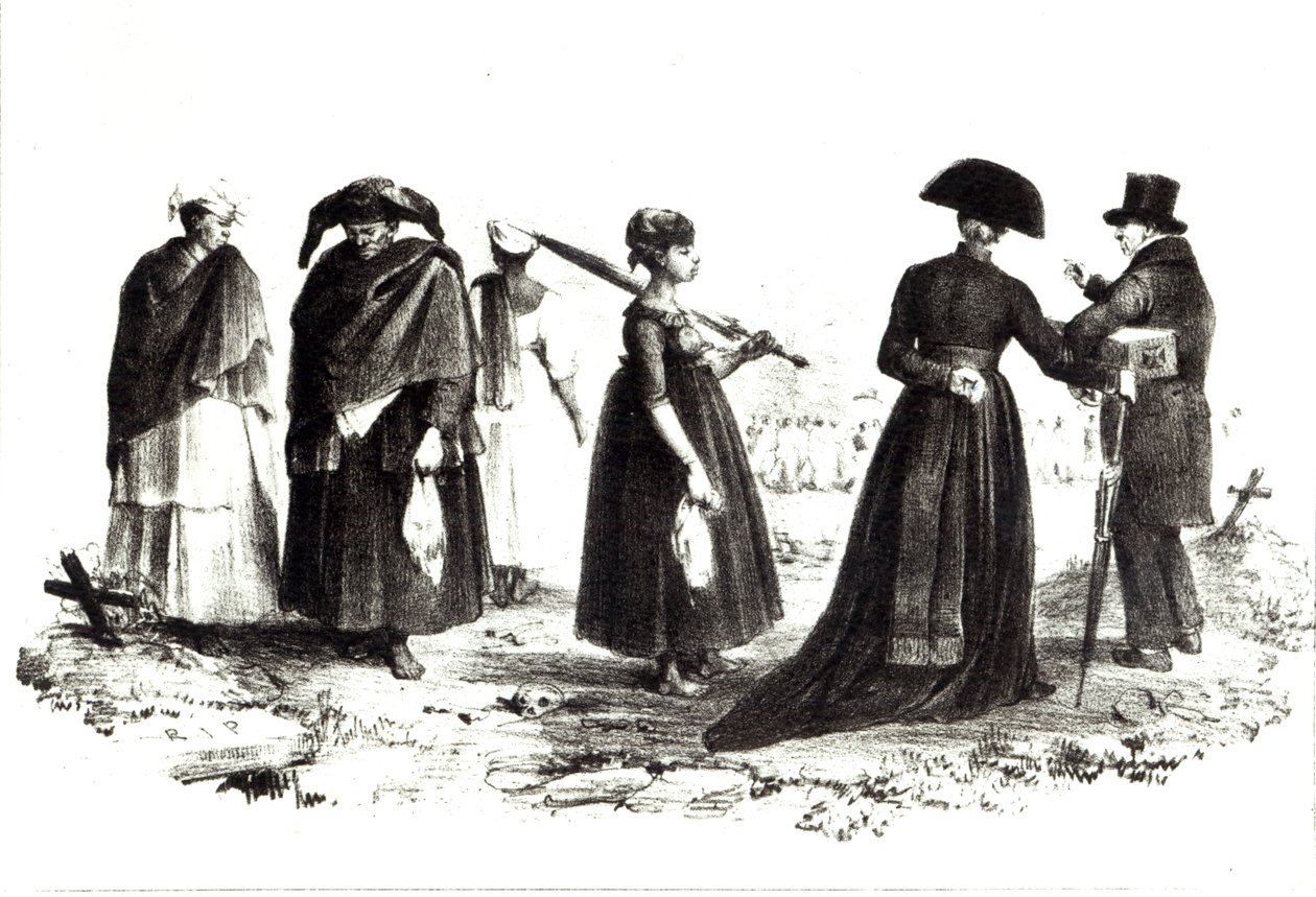 Cemitério em Parimaribo, de &39;Voyage a Surinam&39;, 1839 de Pierre J. Benoit