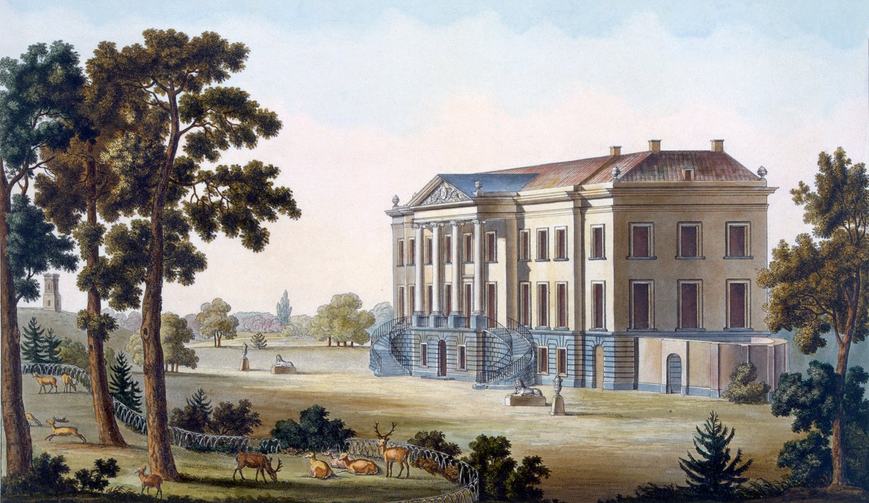 Brockhuysen Castle, perto de Ameronghen, de "Escolha dos Monumentos, Edifícios Mais Excelentes e Casas do Reino dos Países Baixos", publicado em 1827 de Pierre Jacques Goetghebuer