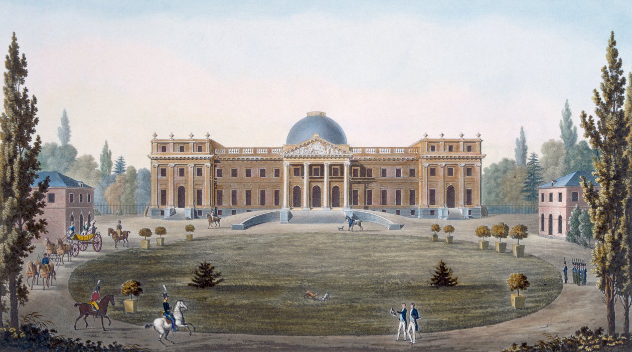 O Palácio Real de Laeken, da "Escolha dos Monumentos, dos Edifícios e Casas Mais Destacados do Reino dos Países Baixos", publicado em 1827 de Pierre Jacques Goetghebuer