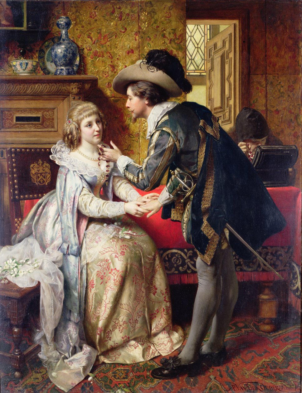 O presente de casamento, 1874 (painel) de Pierre Jan van der Ouderra