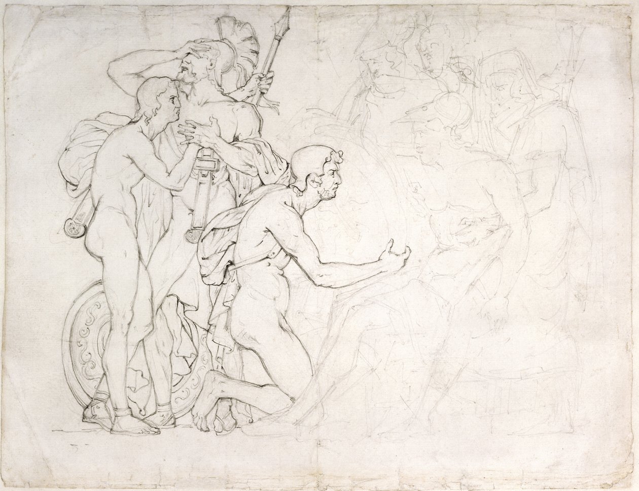 Morte de Epaminondas, 1811 (giz no papel) de Pierre Jean David dAngers