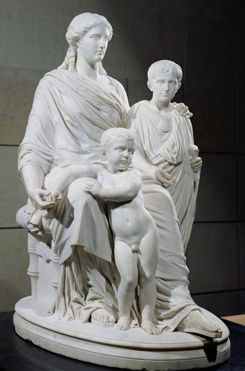 Cornelia, mãe dos dois irmãos Gracchi, 1861 (mármore) de Pierre Jules Cavelier