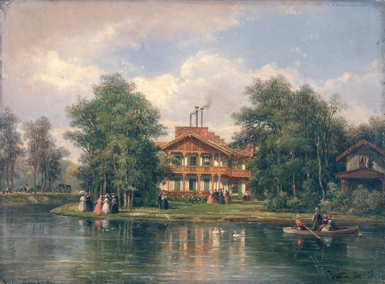 O chalé com a porta amarela no Bois de Vincennes, c.1862 de Pierre Justin Ouvrie