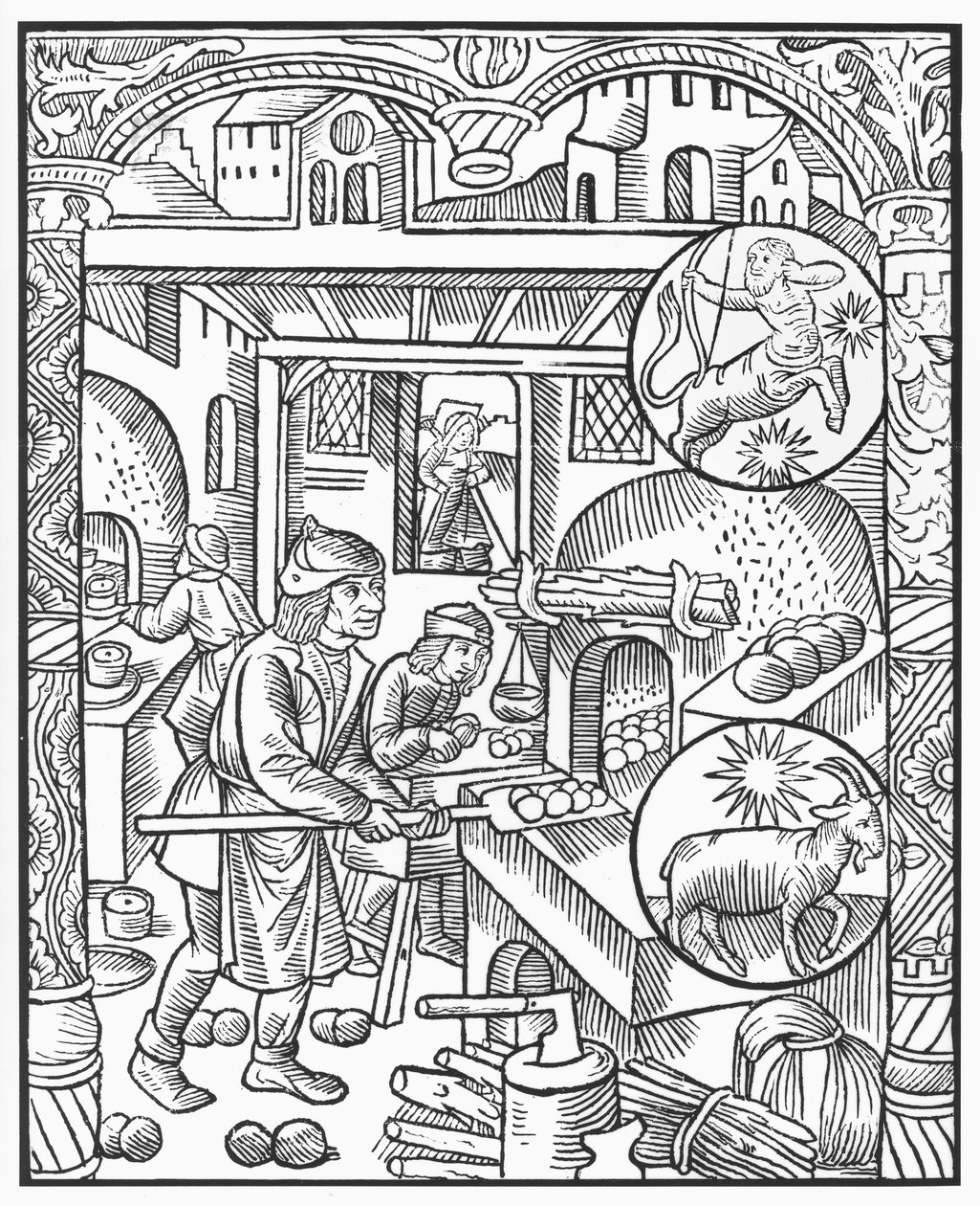 Dezembro, do &39;Almanach des Bergers&39;, 1491 (xilogravura) de Pierre Le Rouge