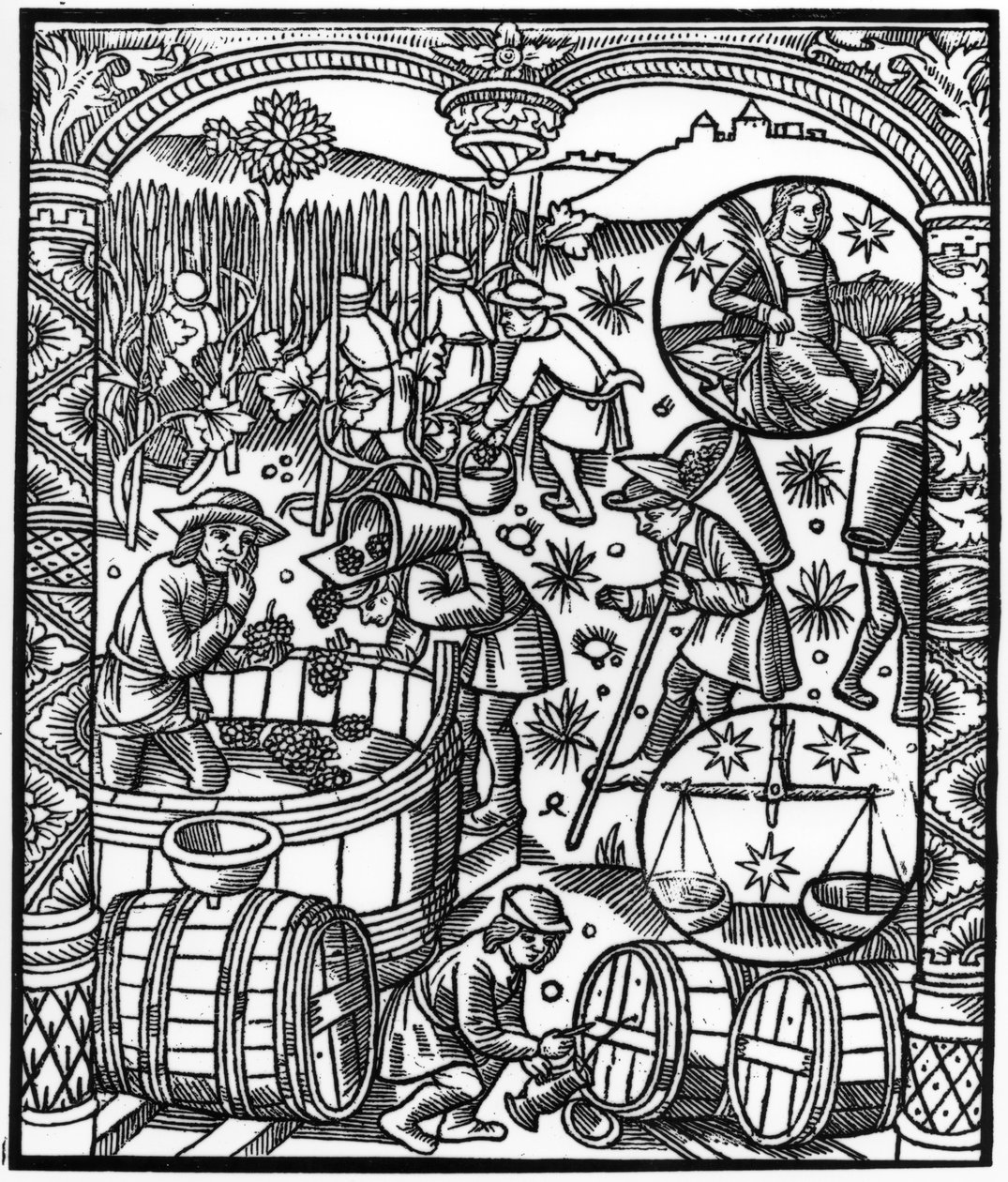 Setembro, do &39;Almanaque dos pastores&39;, 1491 (xilogravura) de Pierre Le Rouge