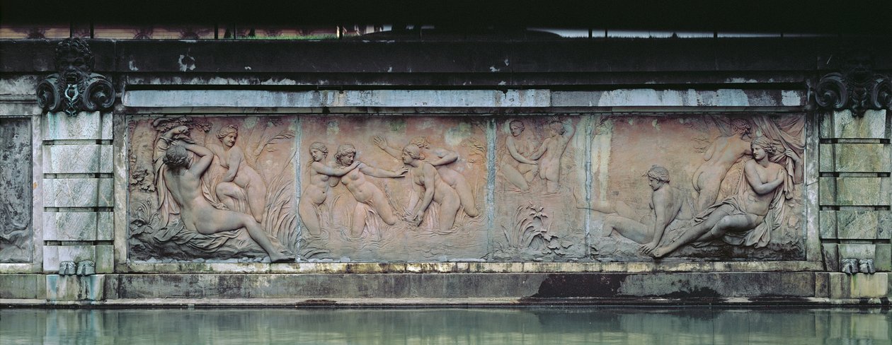 Ninfas de banho, alívio do Bain des Nymphes, parte da Allee D&39;Eau, executado após modelos desenhados por Francois Girardon (1628-1715) 1668-70 (chumbo, anteriormente dourado) de Pierre Legros