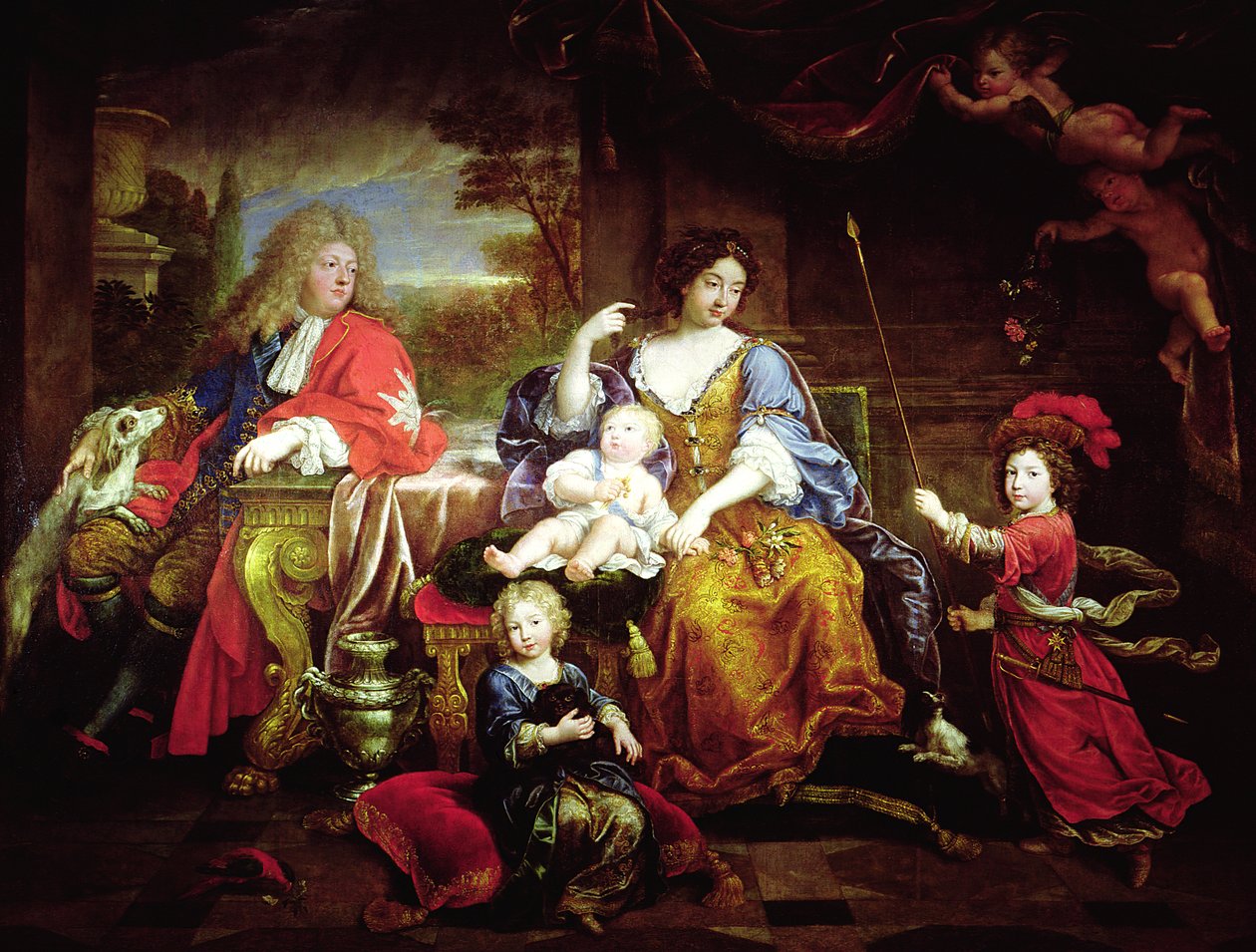 O Grand Dauphin com sua esposa e filhos, 1687 de Pierre Mignard
