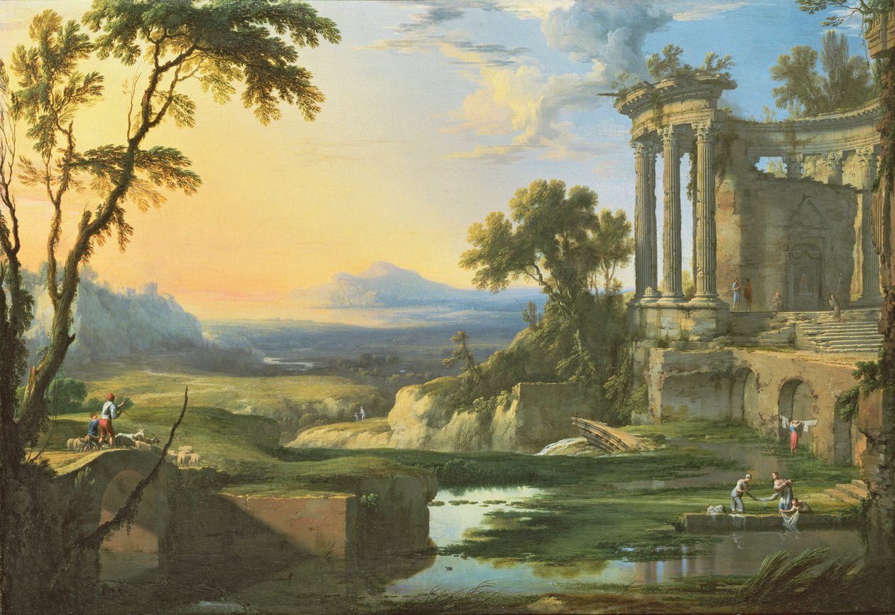 Paisagem italiana com ruínas de Pierre Patel