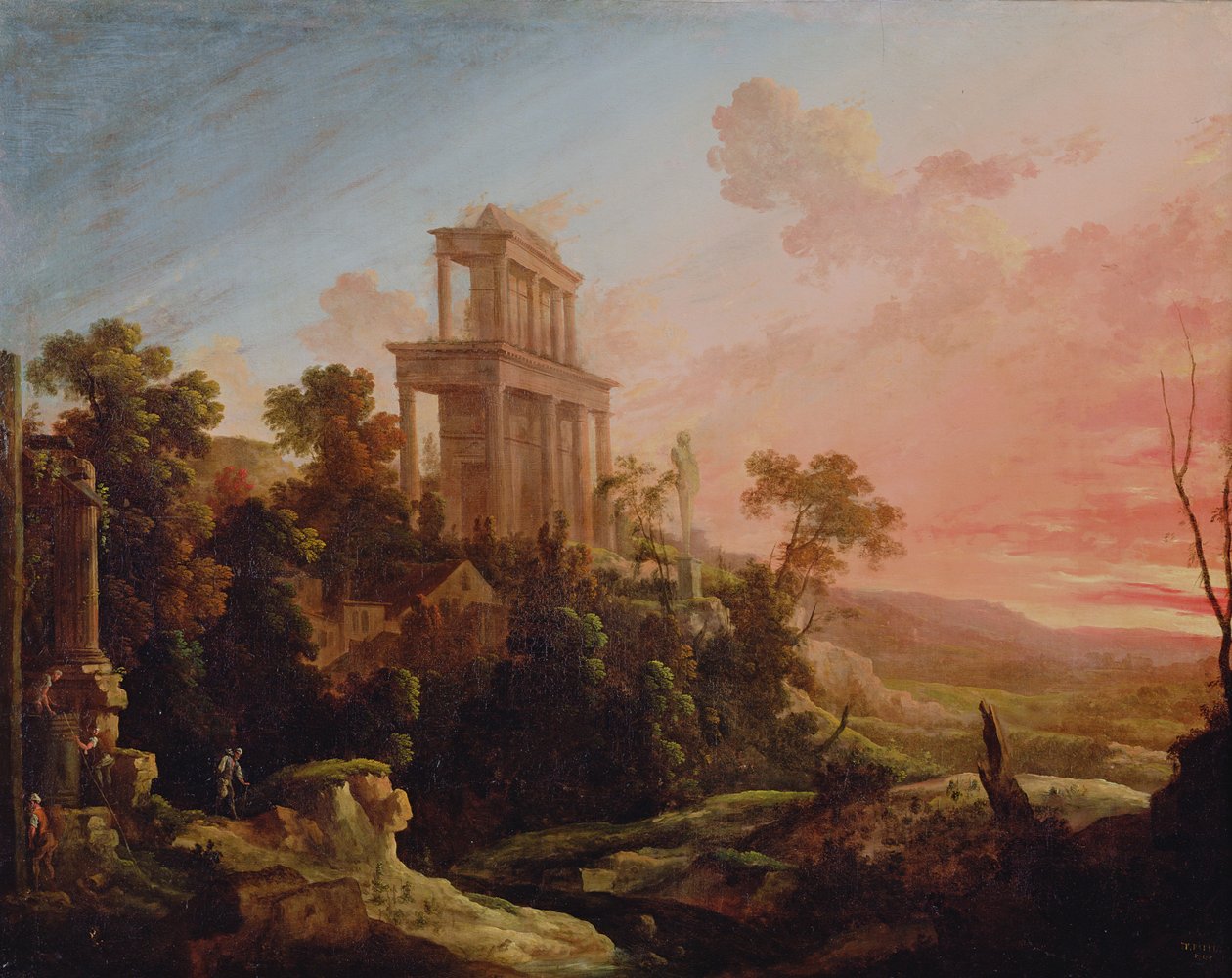 Paisagem com sol poente, 1705 de Pierre Patel