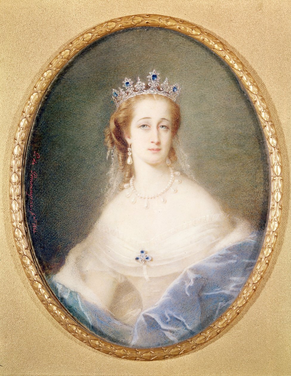 Miniatura do retrato da Imperatriz Eugenie (1826-1920), 1860 de Pierre Paul Emmanuel de Pommayrac
