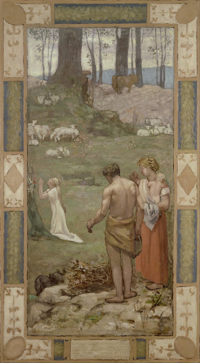 Santa Genoveva como uma criança em oração de Pierre Puvis de Chavannes