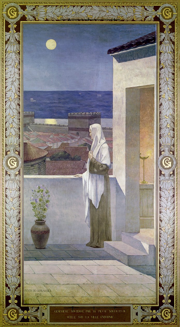 St. Genevieve observa a cidade adormecida de Paris, 1898 de Pierre Puvis de Chavannes