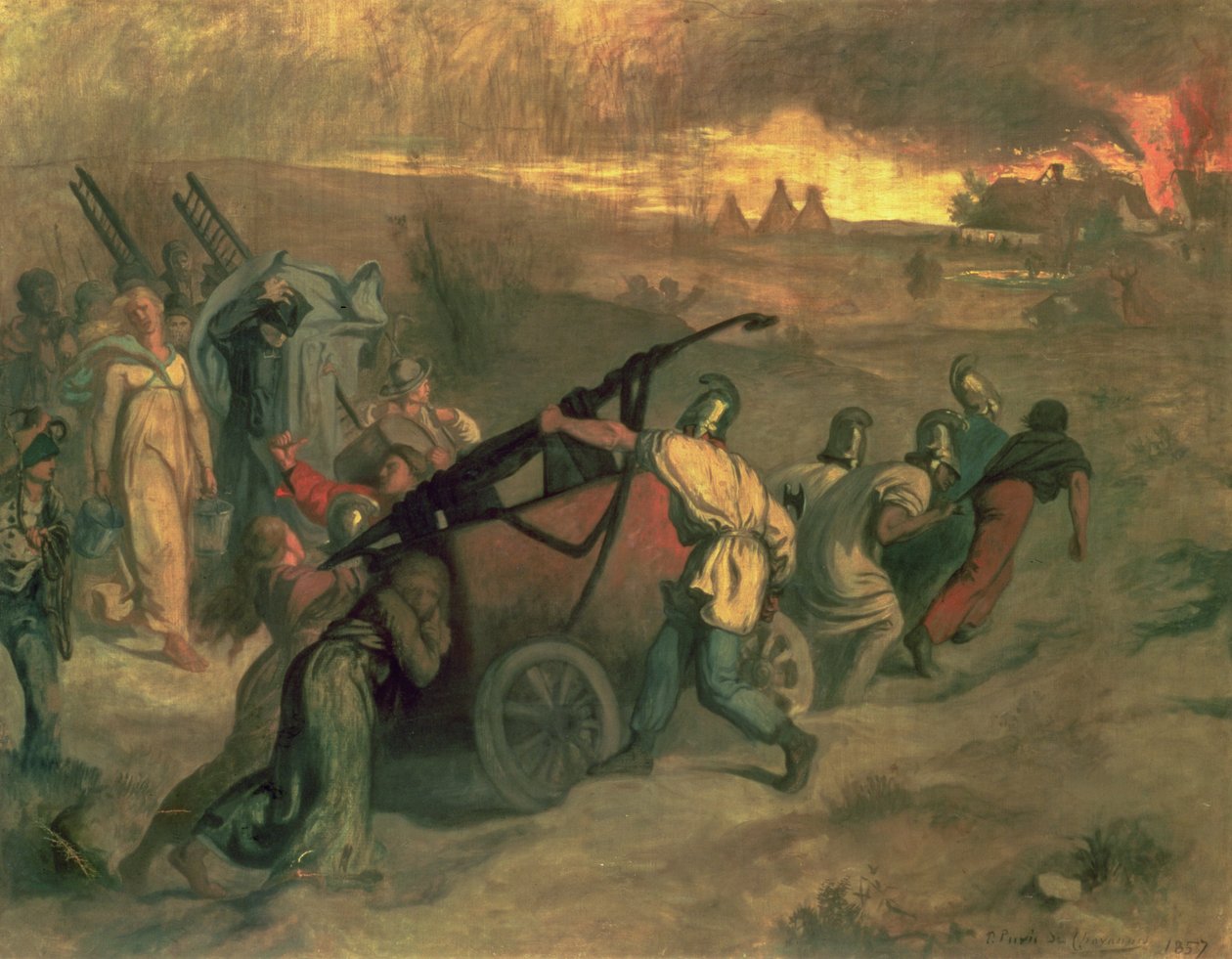 Os bombeiros da vila, 1857 de Pierre Puvis de Chavannes