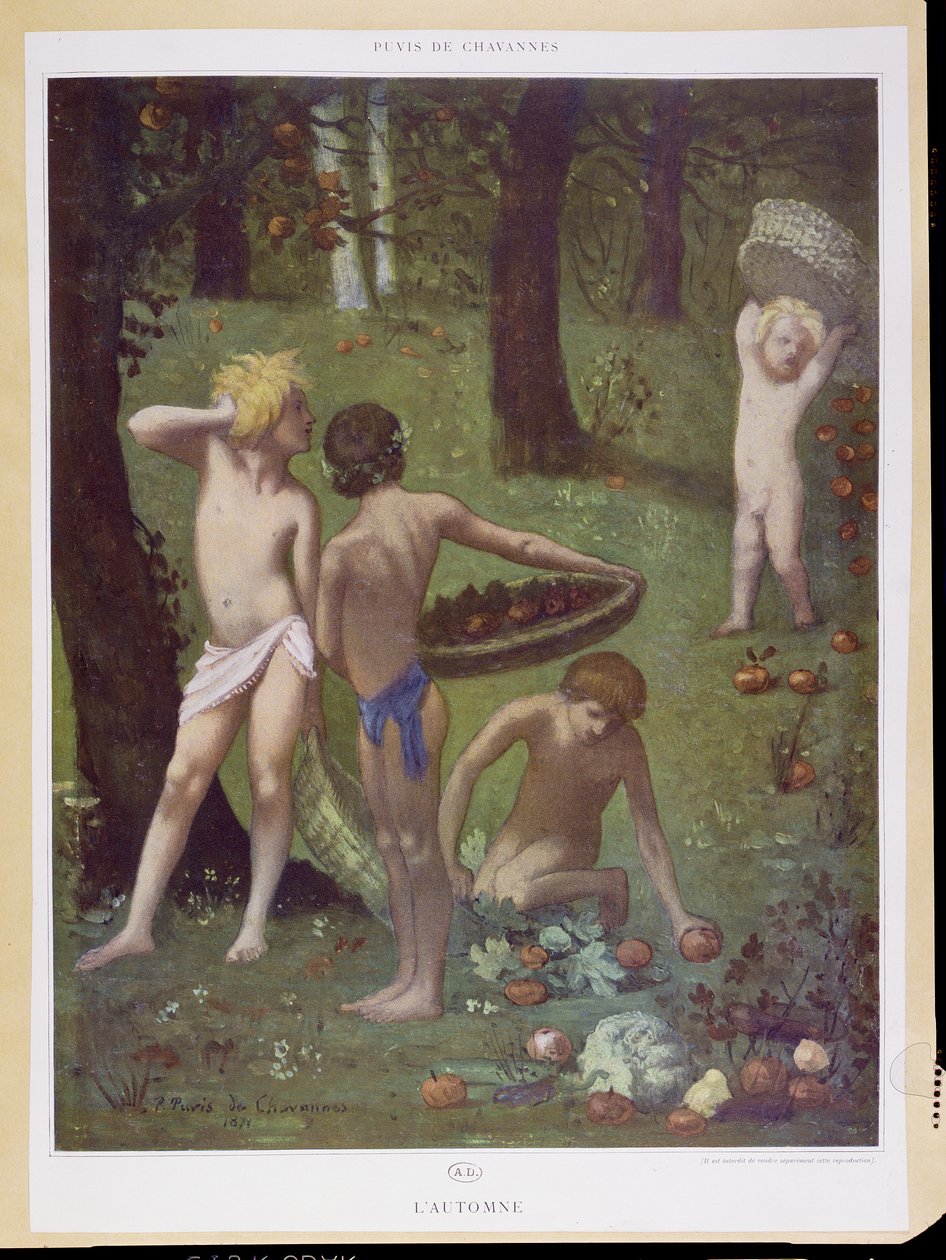 Detalhe de &39;Outono&39;, 1871 de Pierre Puvis de Chavannes
