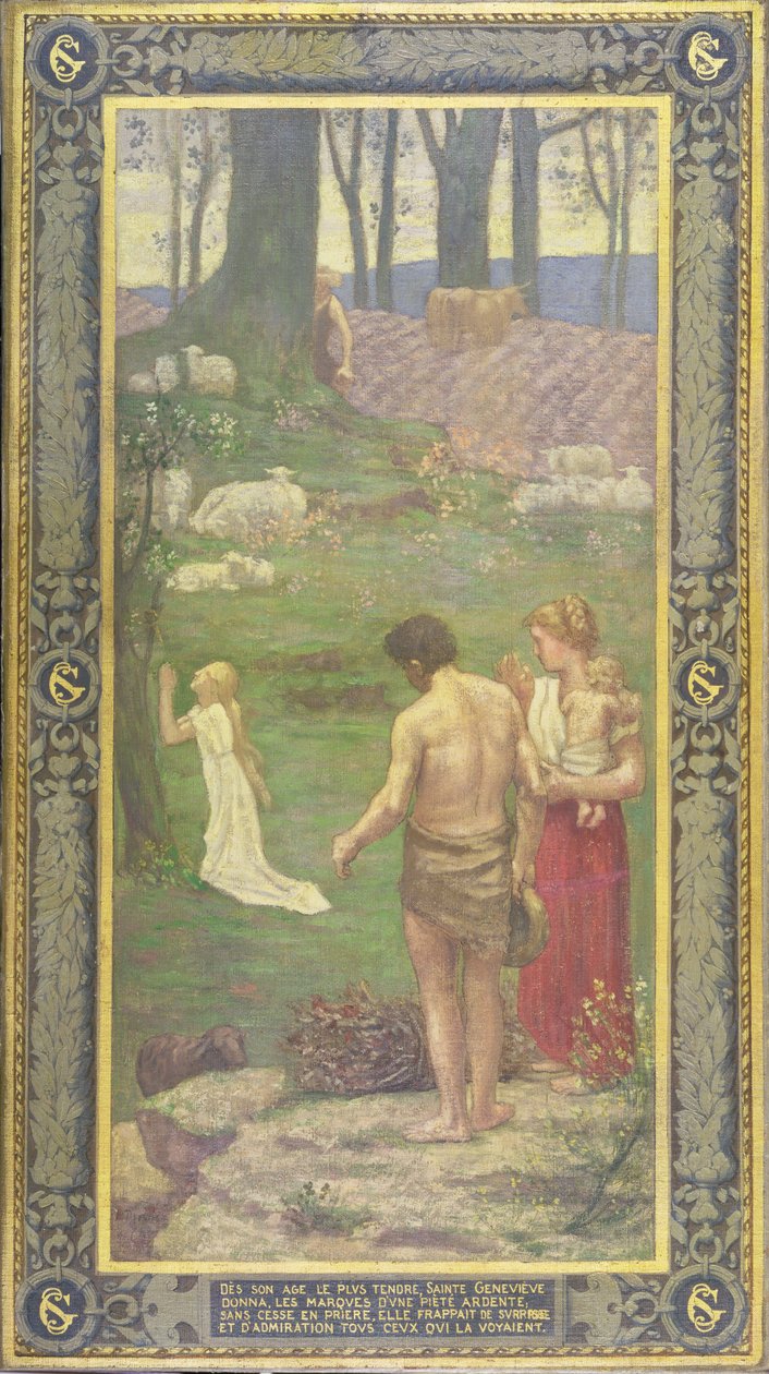 St. Genevieve como uma criança na oração, 1879 de Pierre Puvis de Chavannes