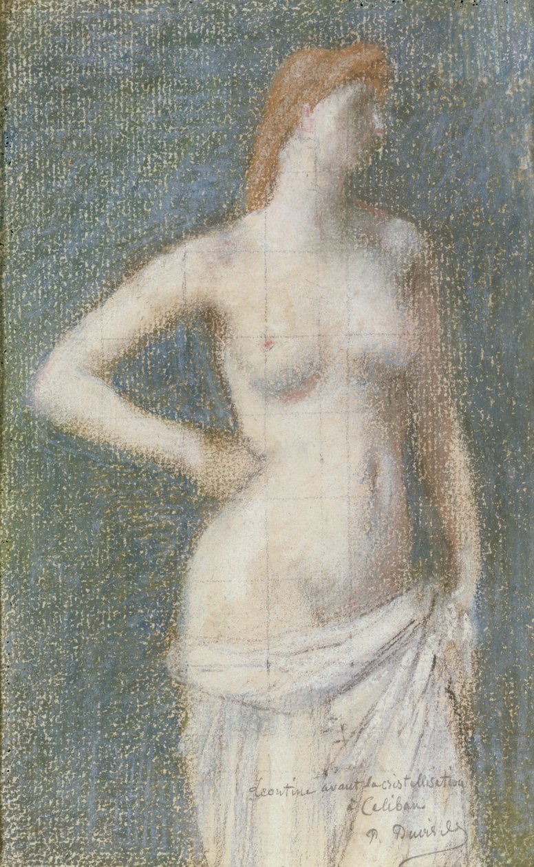 Estudo de uma mulher para &39;Caliban&39;, c.1850 (pastel e giz sobre papel) de Pierre Puvis de Chavannes