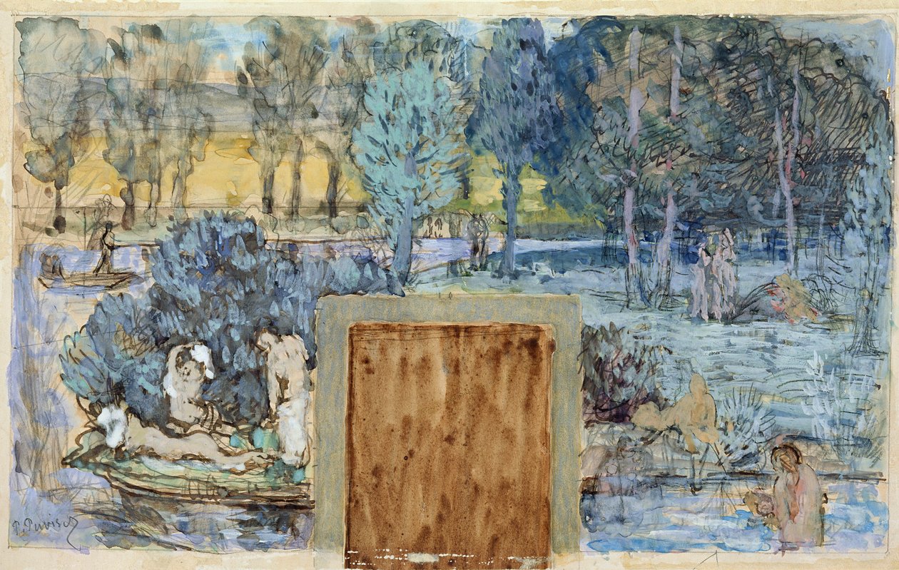 Verão de 1891 (wc e guache sobre papel) de Pierre Puvis de Chavannes