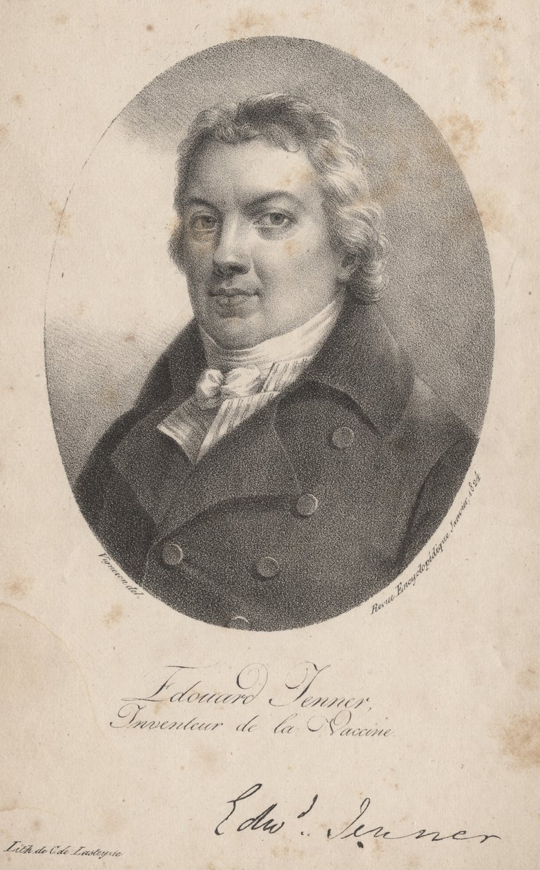 Edouard Jenner, litografia do conde Charles Philibert de Lasteyrie, 1824 de Pierre Roch Vigneron
