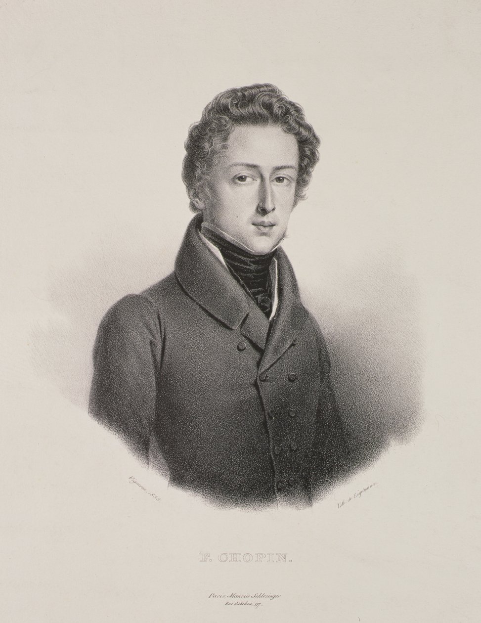 Frederic Chopin (1810-49) gravado por Gottfried Engelmann (1788-1839) 1833 de Pierre Roch Vigneron