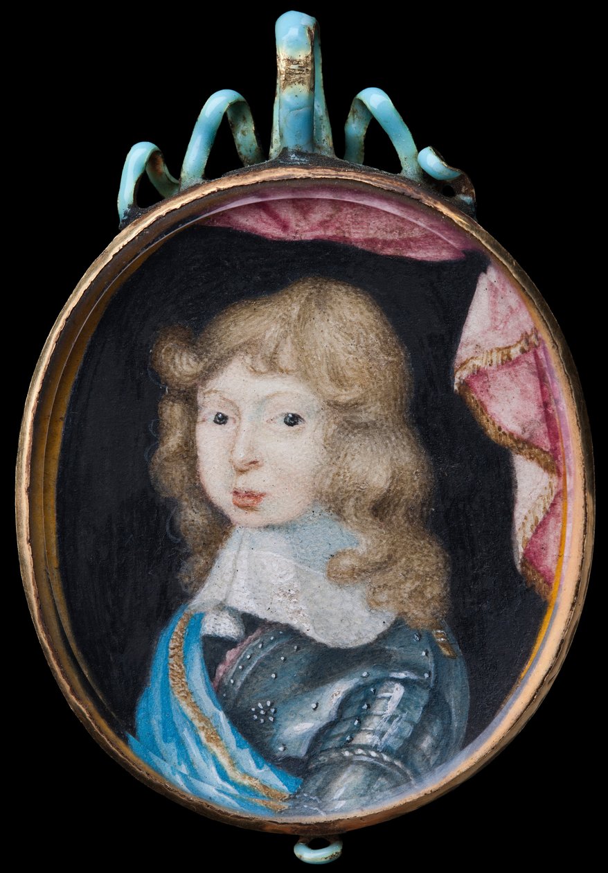 Retrato em miniatura de Charles XI, rei da Suécia 1660-1697, como uma criança de Pierre Signac