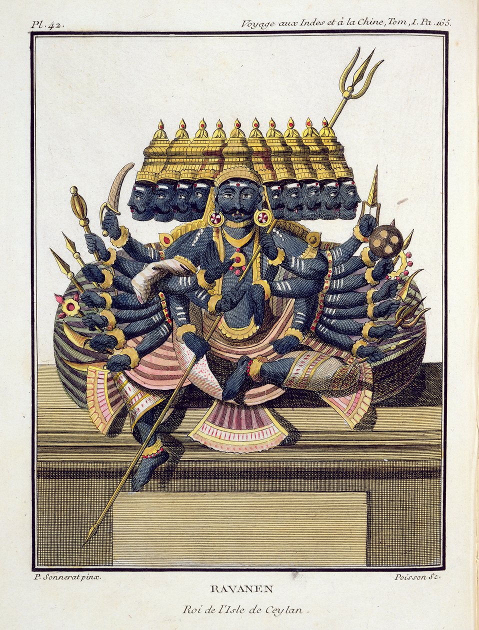 Ravana, rei demônio do Ceilão, de &39;Journey to India and China&39; de Pierre Sonnerat, gravado por Poisson, publicado em 1782 de Pierre Sonnerat
