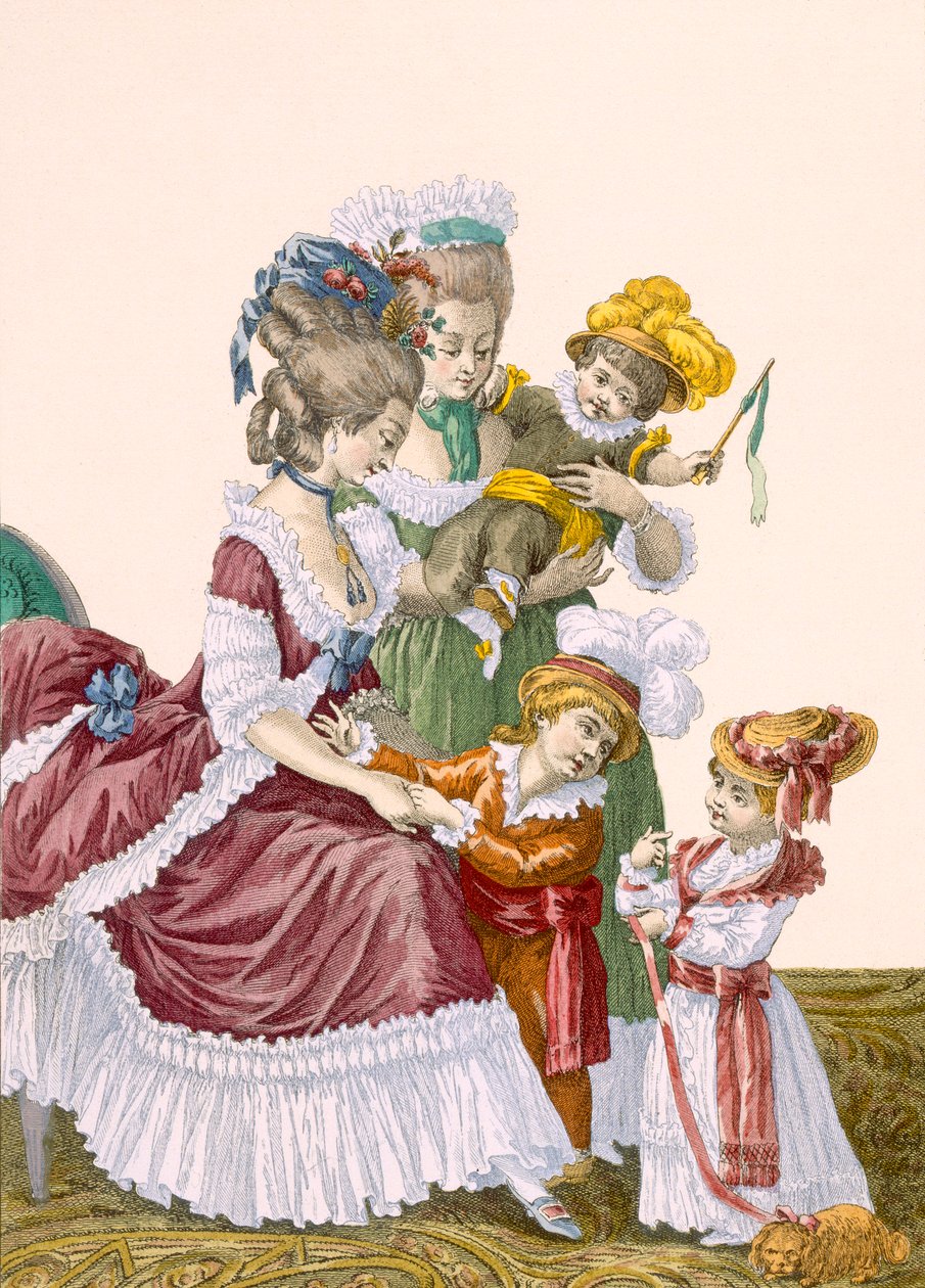 As crianças do conde d&39;Artois, gravadas por Dupin, prato nº 159 das Galeries des Modes et Costume Francais, c.1778-87 de Pierre Thomas Le Clerc