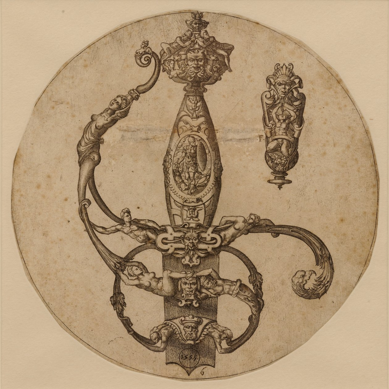 Punho de espada com guerreiro armado de Pierre Woeiriot