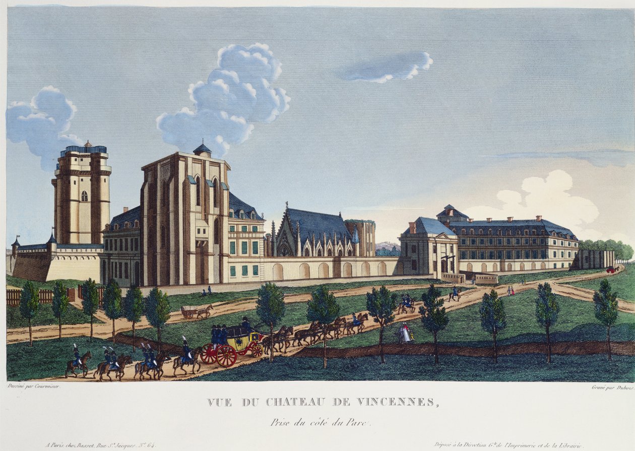 Vista do Chateau de Vincennes, c.1820 (gravura a cores) de Pierre after Courvoisier