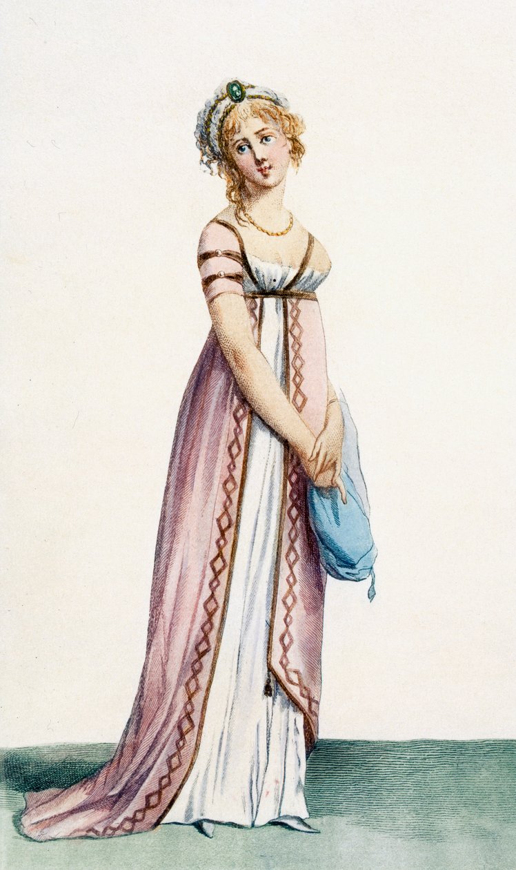 Um vestido de baile de senhora com desenho simples, ilustração de &39;Journal des Dames et des Modes&39;, 1799 de Pierre de La Mesangere