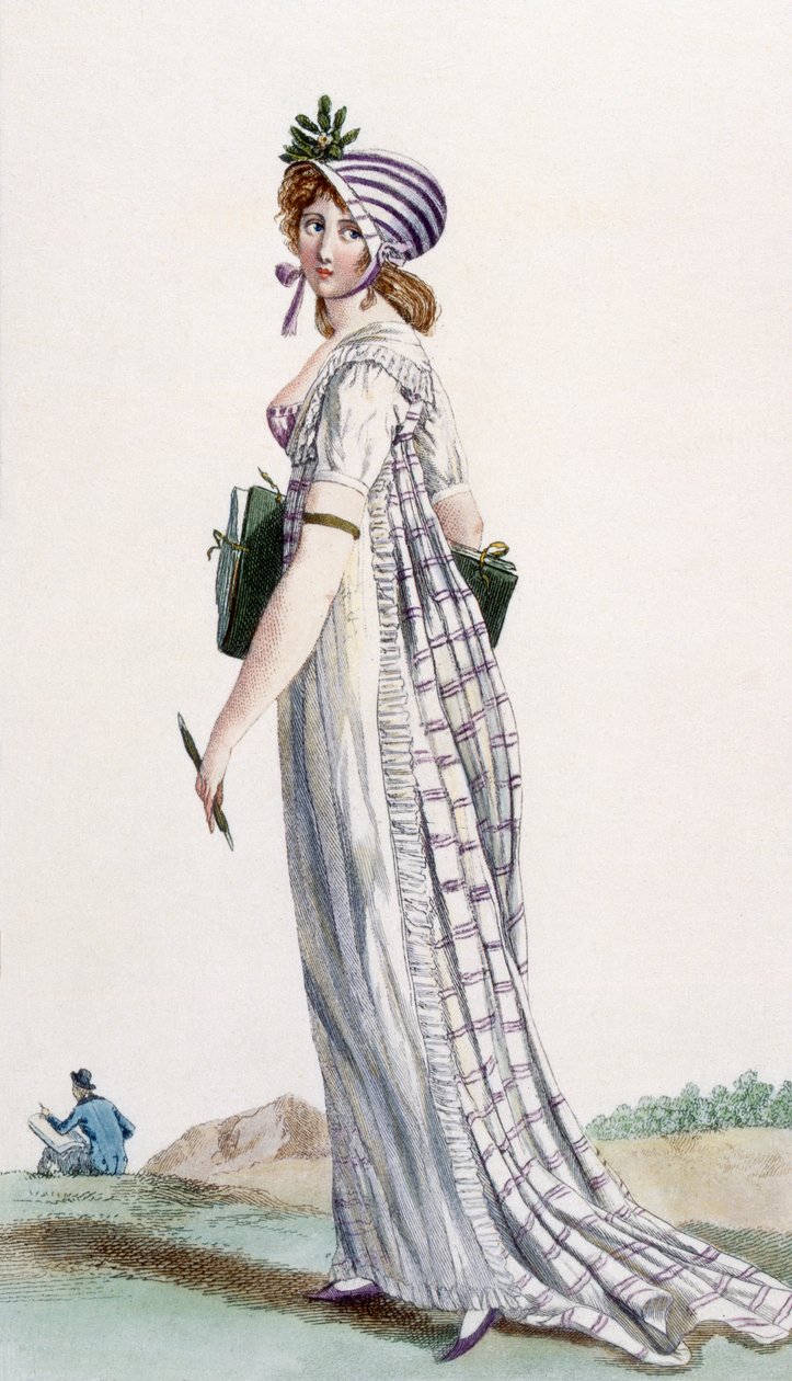 Senhoras andando vestido, ilustração de &39;Journal des Dames et des Modes&39;, 1800 de Pierre de La Mesangere