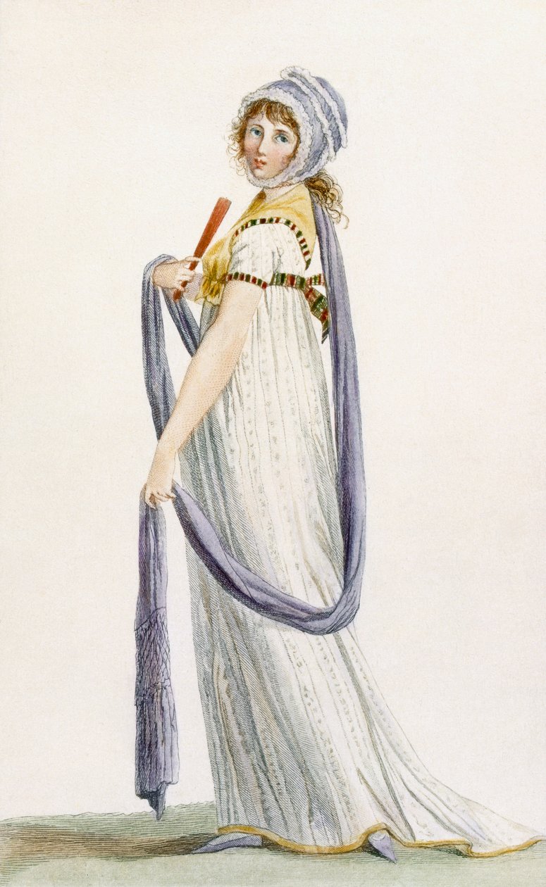 &39;Lavabo semi-vestido&39;, ilustração de &39;Journal des Dames et des Modes&39;, 1799 de Pierre de La Mesangere
