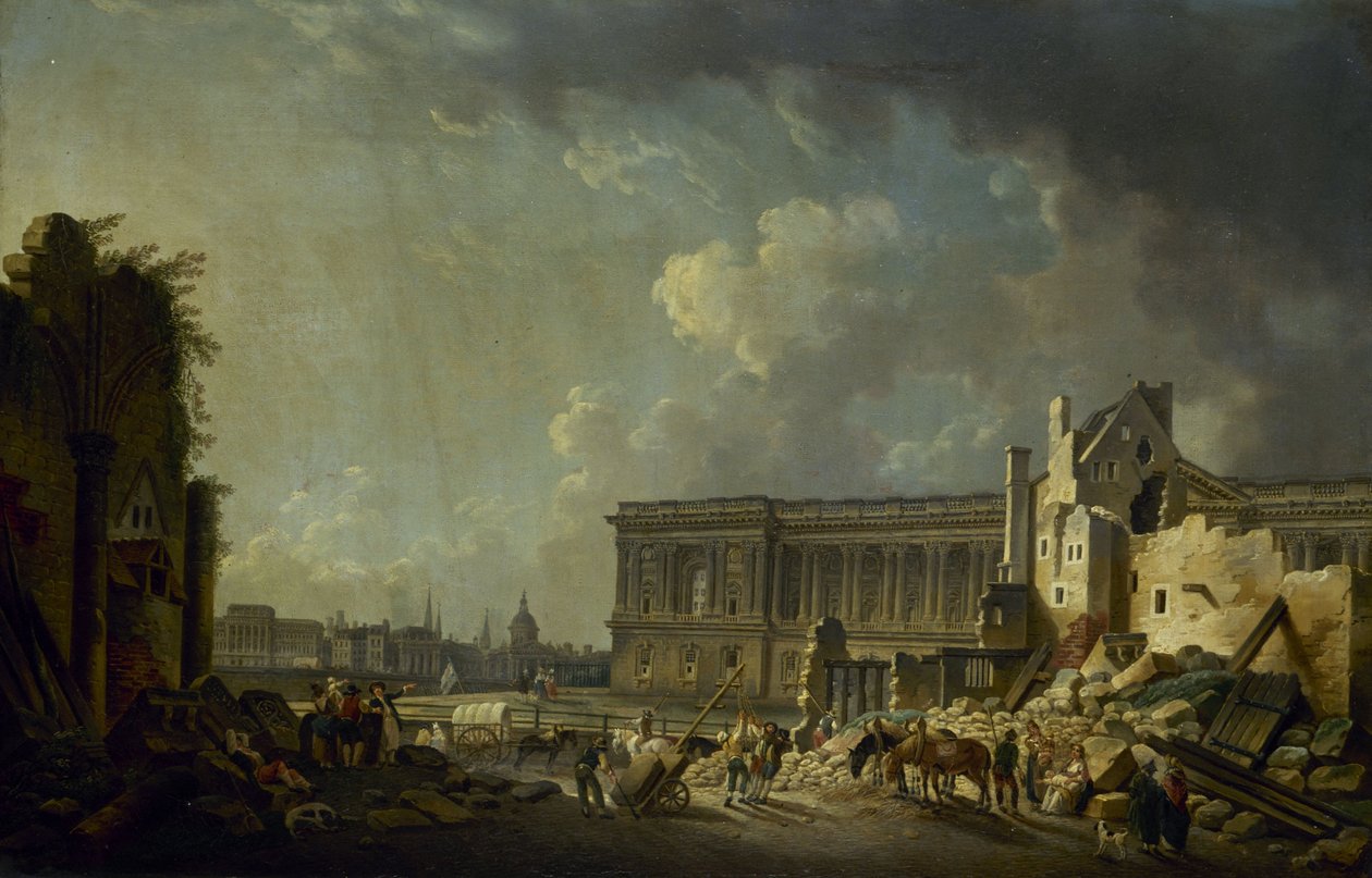 Desobstrução da colunata do Louvre, ca. 1756 (óleo) de Pierre Antoine Demachy