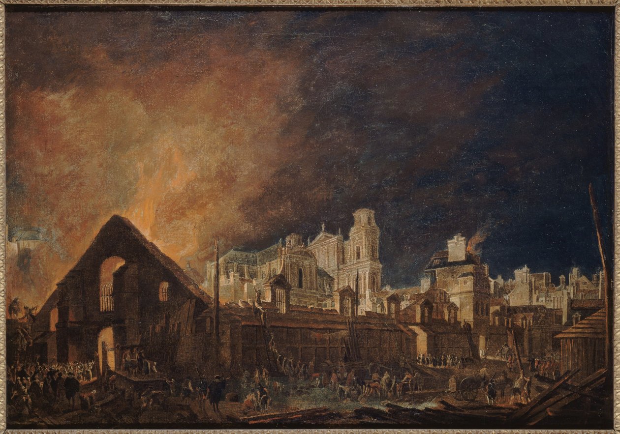 La Foire Saint-Germain durante o incêndio (noite de 16-17 de março) de Pierre Antoine Demachy