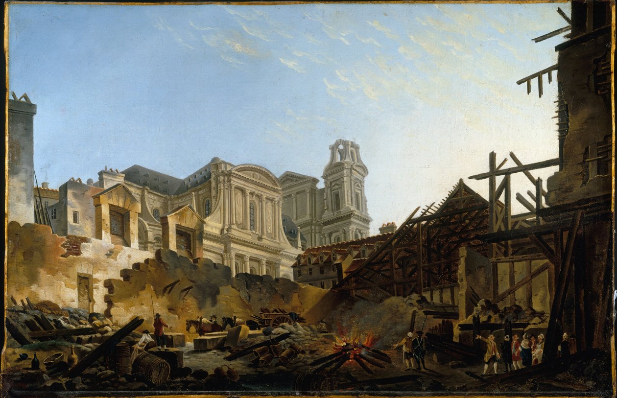 A Foire Saint-Germain após o incêndio da noite de 16 para 17 de março de 1762, ca. 1762 (óleo) de Pierre Antoine Demachy