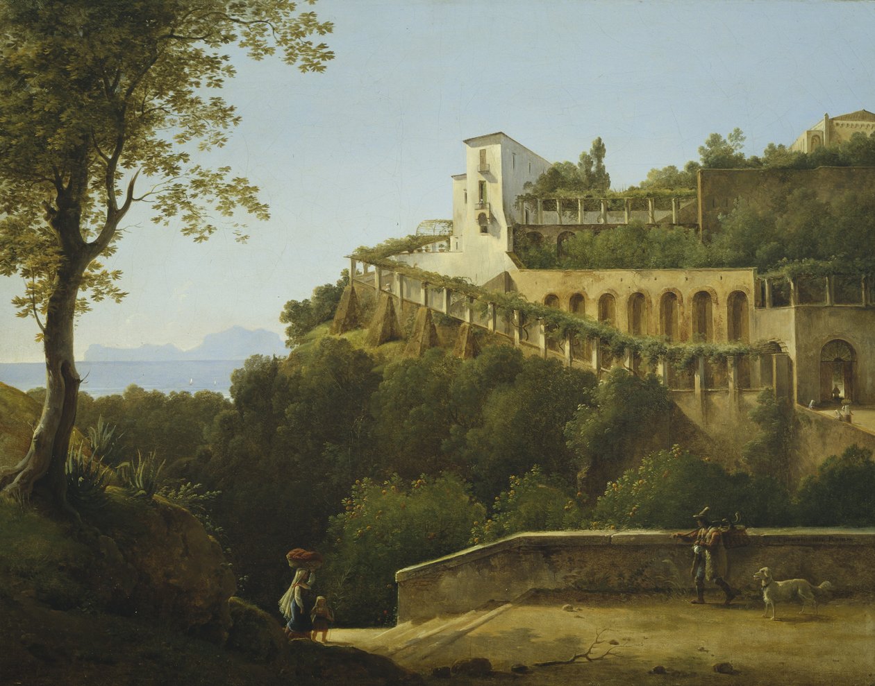 Um convento perto de Nápoles, com vista de Capri de Pierre Athanase Chauvin