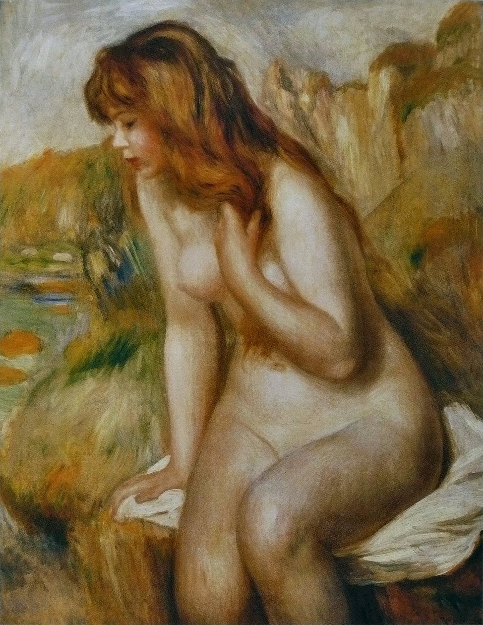 Banhista sentado no rockBather on a Rock de Pierre Auguste Renoir